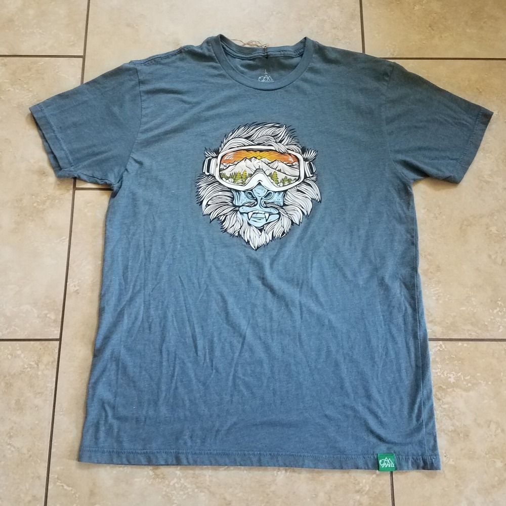 Wild Tribute Shirt Men L Large Powder to‎ the People Yeti Ski Nature NWOT